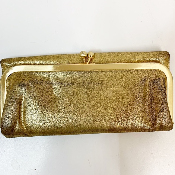 HOBO Handbags - Hobo Gold Rachel Trifold Framed Leather Wallet.